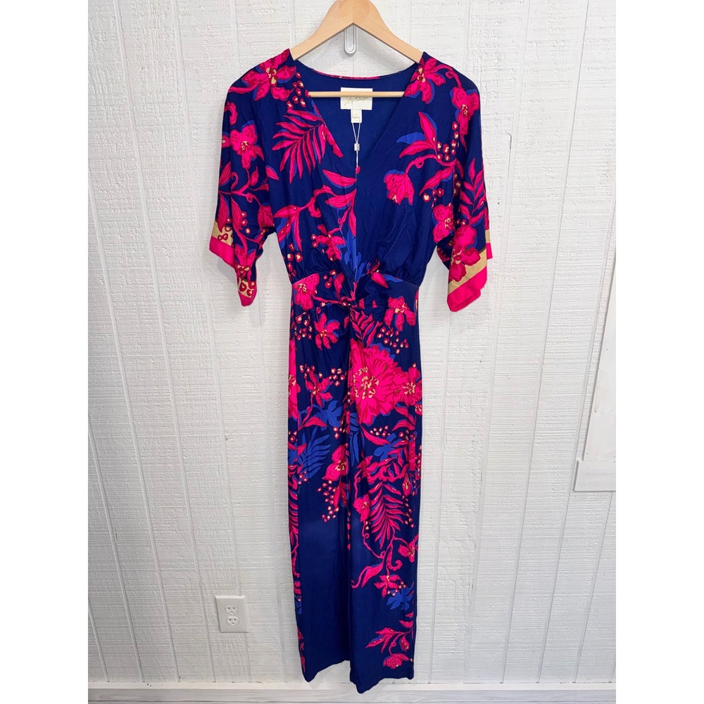 Lilly Pulitzer Adalyn Maxi Dress Women Blue Pink Floral Floral Size 00